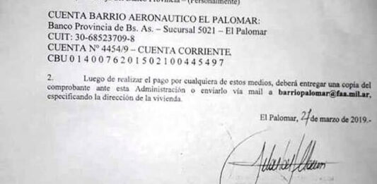 Barrio Aeronáutico: Cobran con recibos