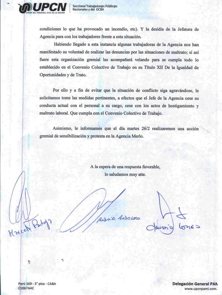 PAMI Merlo: Protesta de Trabajadores