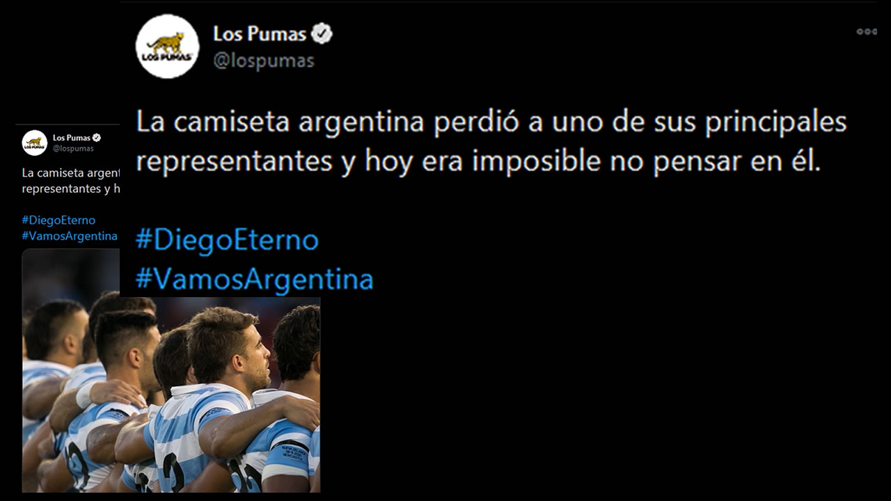 Maradona: All Blacks lo homenajearon y Los Pumas no. El Twitter de Los Pumas.