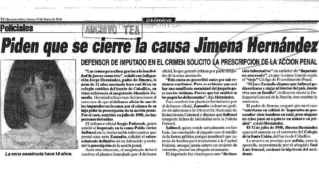 Jimena Hernández: Abuso y crimen en un colegio que quedaron impunes 6 Jimena Hernández: Un