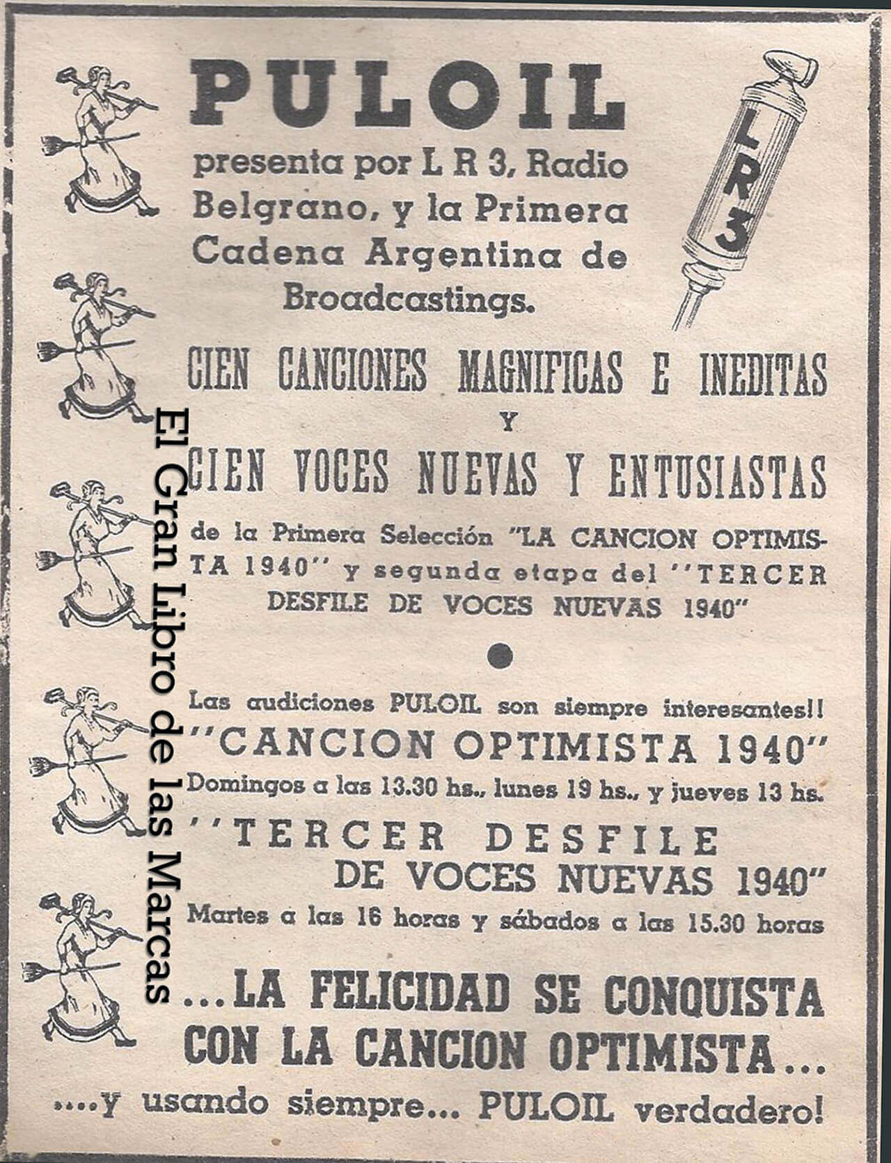 Anuncio de 1940 sobre un programa en LR3 Radio Belgrano