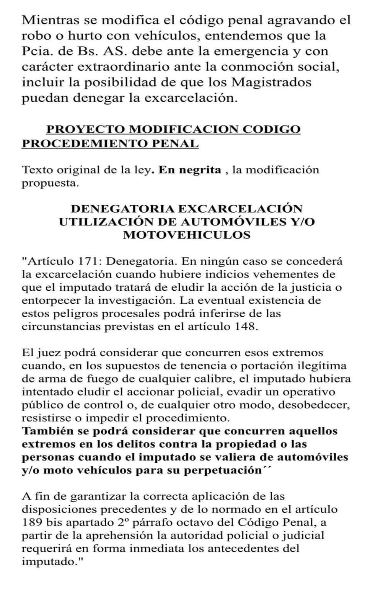 Proyectos para evitar la excarcelación de motochorros