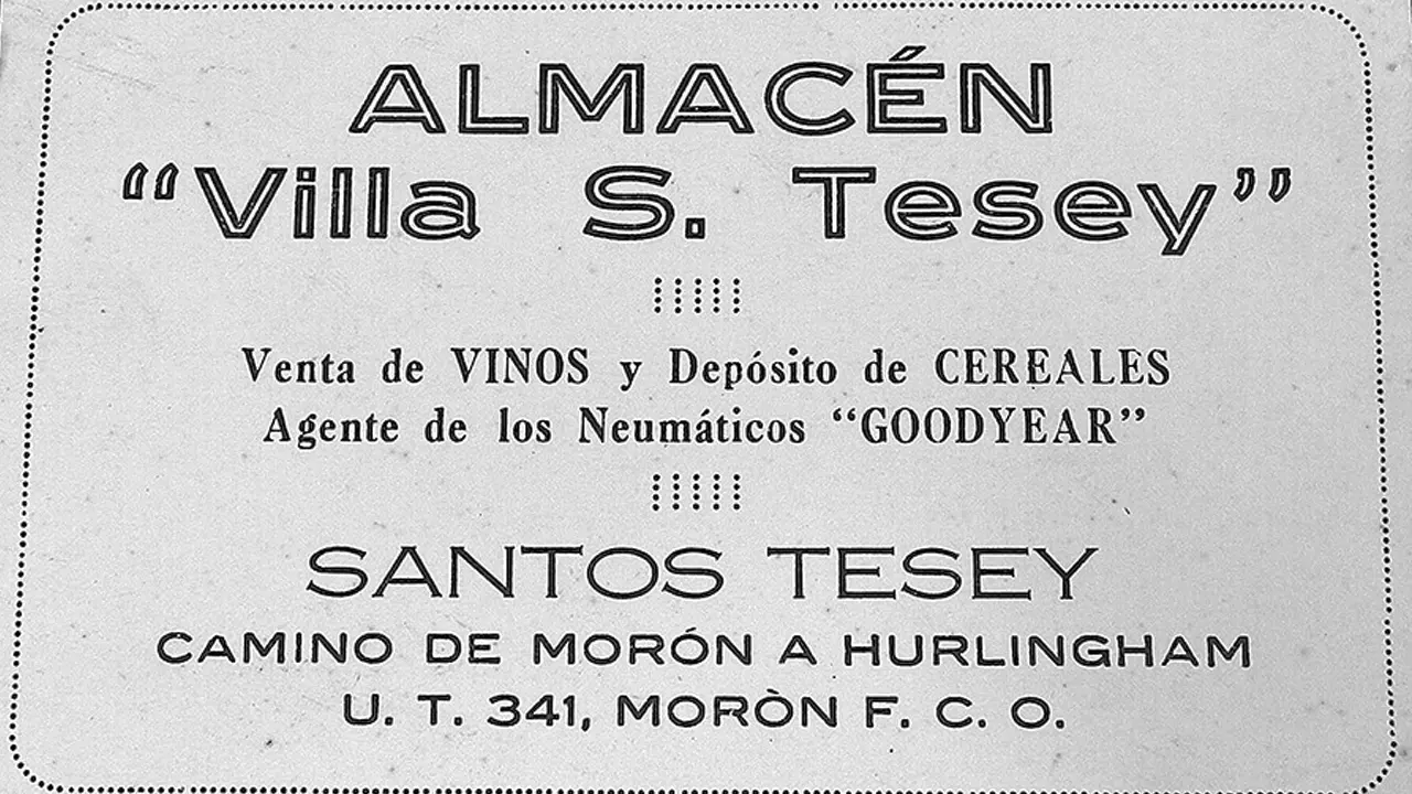 Tarjeta del almacén de ramos generales de don Tesei.