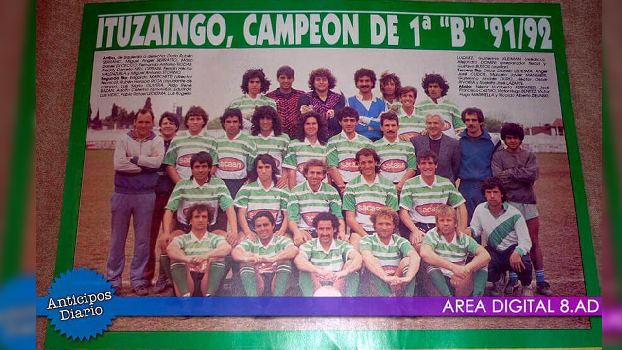 El Afiche del Club Atlético Ituzaingó Campeón de la Primera B durante el torneo 1991-1992