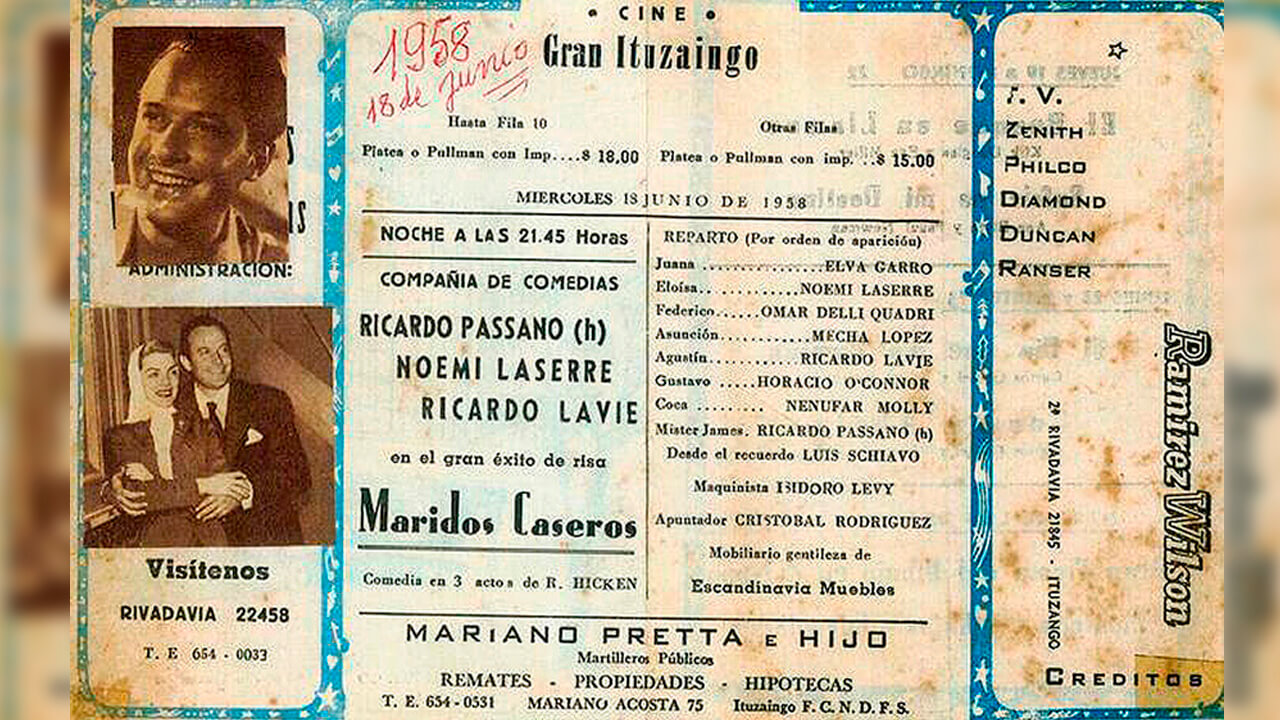 El Programa de 1858 de las películas que exhibían en el Gran Cine Ituzaingó