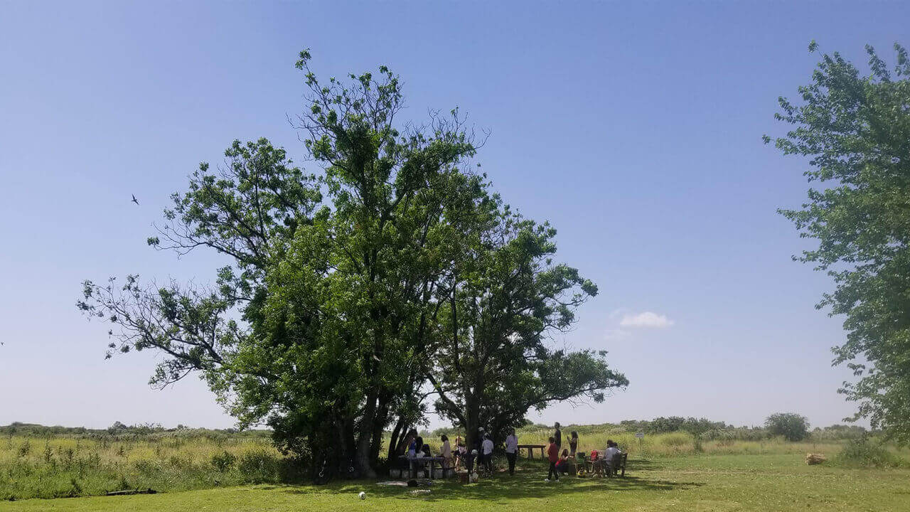 Toda una familia disfruta de la Reserva Natural Urbana de El Palomar