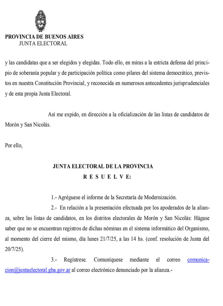 Rechazo Lista de Unidad Movimiento Derecho al Futuro Morón