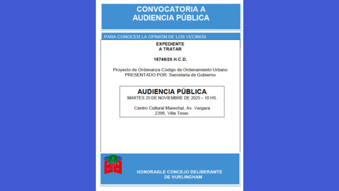 Hurlingham La Audiencia Pública del COU se traslada al CC Marechal