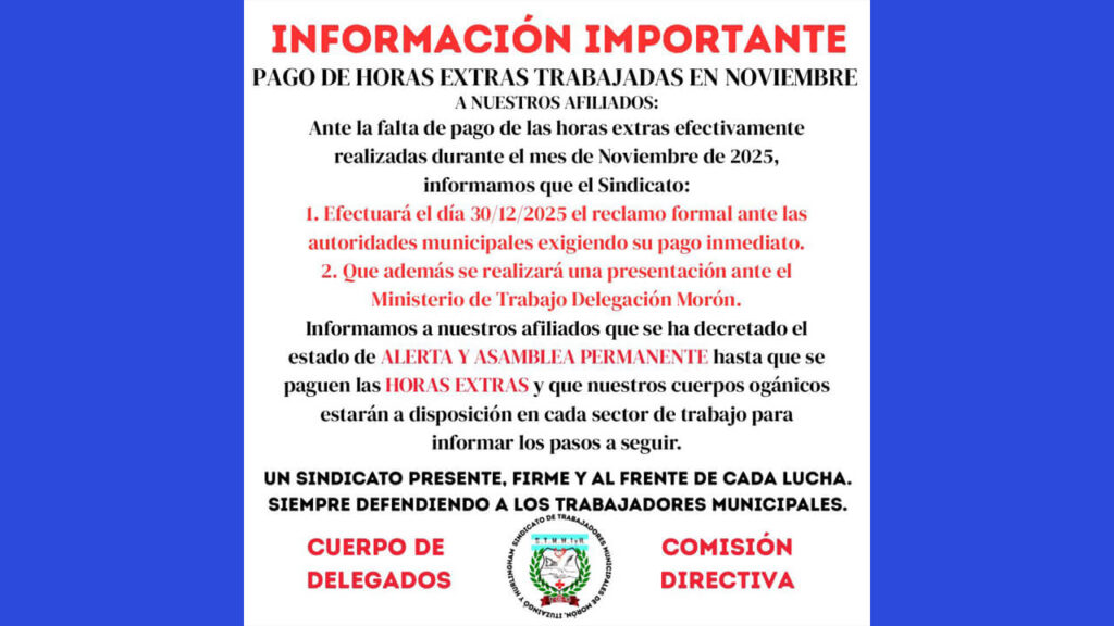 Diciembre de furia en Morón El conflicto gremial que paraliza la gestión