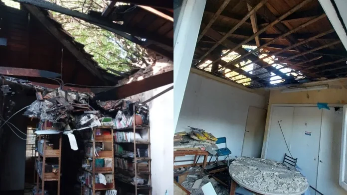 Incendio en la biblioteca de villa tesei