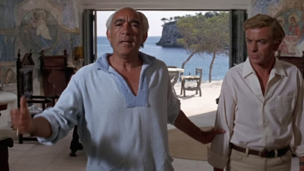 Bajo la dirección de Guy Green, el ganador de dos Oscar Anthony Quinn en un fotograma de la película El Mago