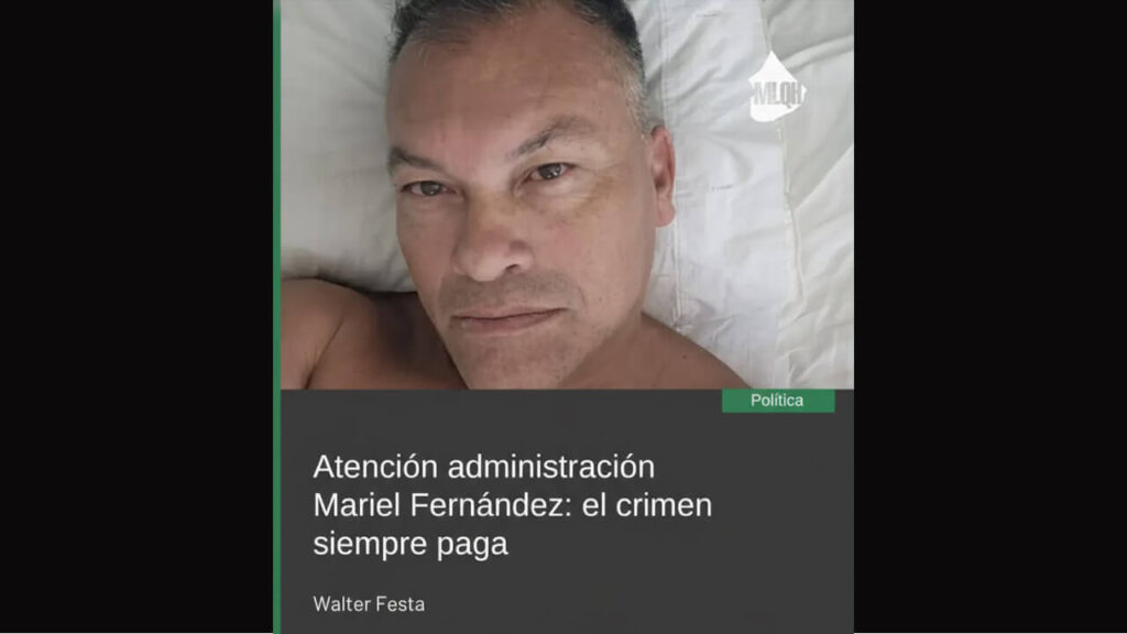 Festa y su frase El crimen siempre paga que apareció con esa cara de hombre malo en la Red Social Instagram moreno.esloquehay
