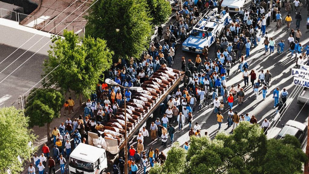 Los 25 cuerpos de los jóvenes bomberos fueron paseados por una ciudad conmocionada y totalmente apenada