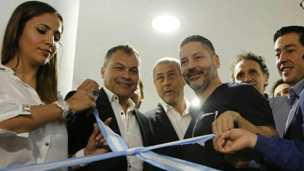 Romina Uhrig inaugura el Nuevo Centro de Control del Sistema de VideoVigilancia porque Hacemos cada día un Moreno mejor. Dejó un desastre. Lo acompañan otros intendentes.