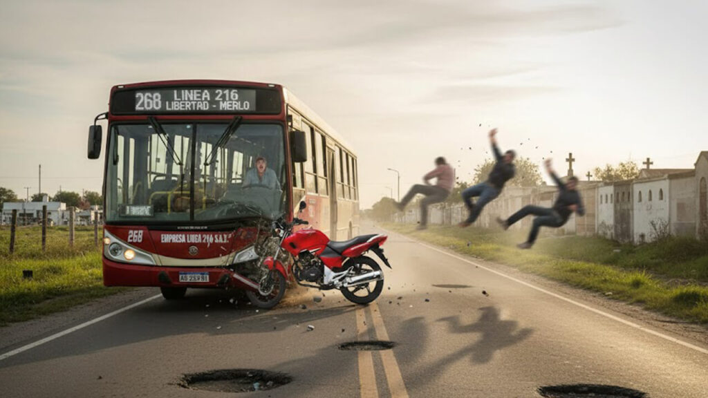 Simulación de la tragedia vial realizada por 5G Fox exclusiva para Diario Anticipos