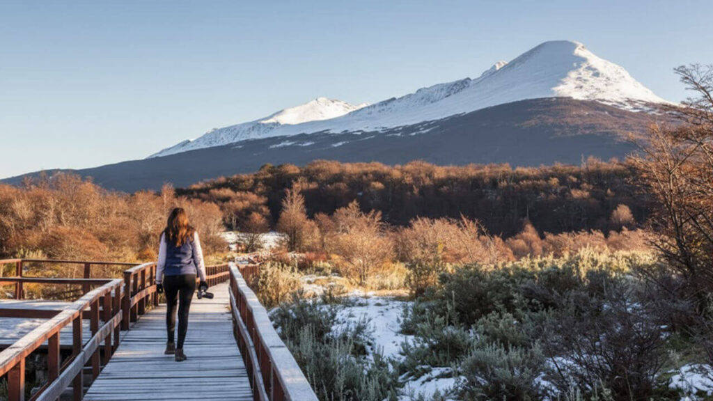 Una de las pasarelas del Parque Nacional Tierra del Fuego