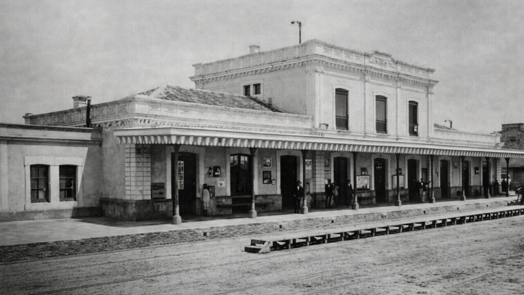 La Estación de Merlo a principios del Siglo XIX antes de que se reconstruyera y remodelara