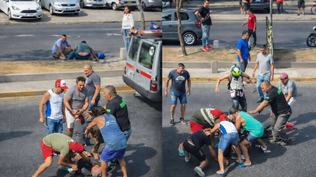 La gente que vio la pelea, detuvo a Maciel mientras Vargas estaba sobre el asfalto
