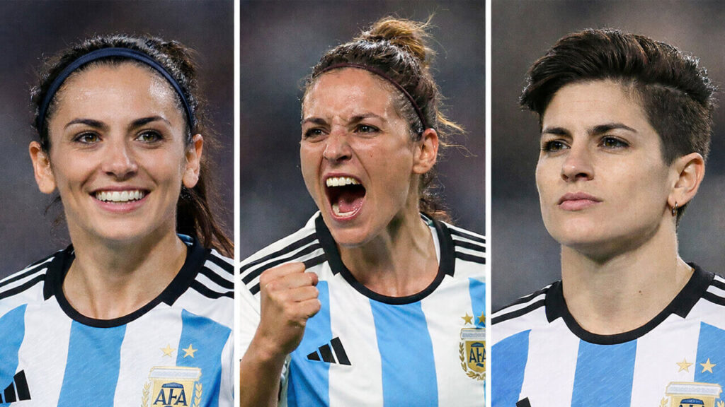 Las referentes de la Selección Argentina Estefanía Banini, Florencia Bonsegundo y Mariana Larroquette, tres protagonistas clave del fútbol femenino albiceleste