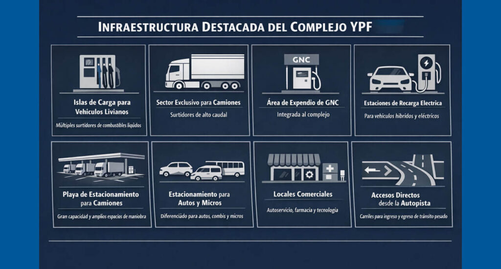 Todos los servicios que ofrecera la mega estación de servicio (Placa realizada por 5G Fox para Diario Anticipos)