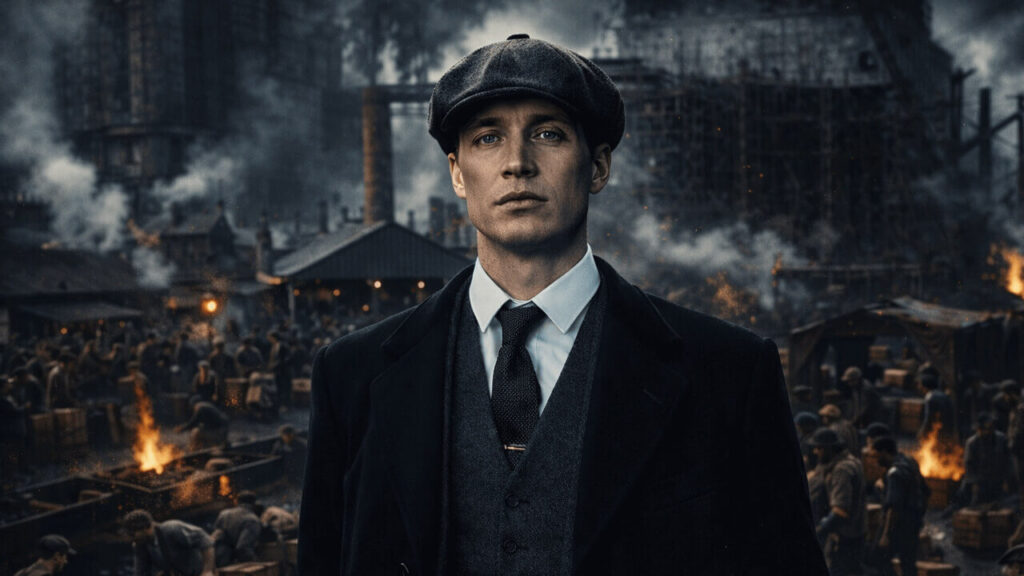 Tommy Shelby se come la película. Acá se lo ve por delante de aquellas fábricas inglesas humeantes que pagan mal y tarde a sus trabajadores