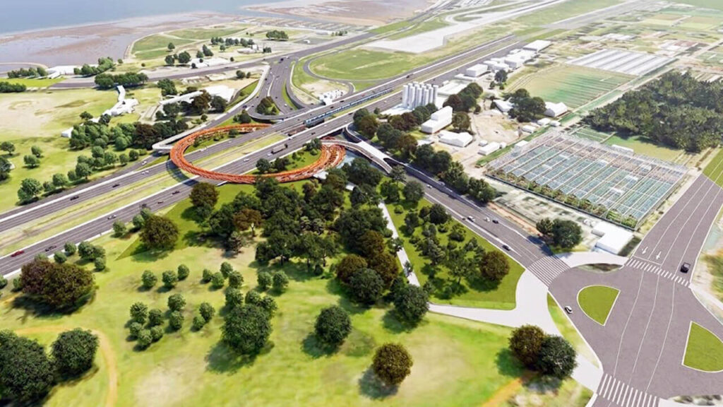 Así se verá desde el aire el Anillo Pampa y su vez, desde el Anillo Pampa se podrá ver el despegue de aviones del Aeroparque Jorge Newbery