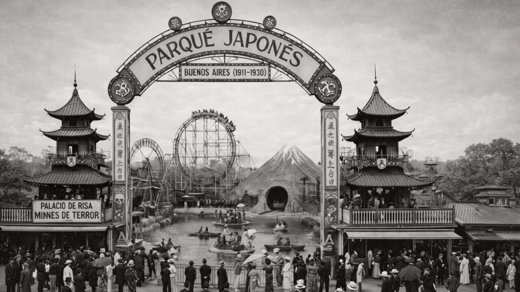 Foto Oringal curada con IA del ingreso al Parque Japonés, igual a la foto de portada que fue curada y coloreda por IA