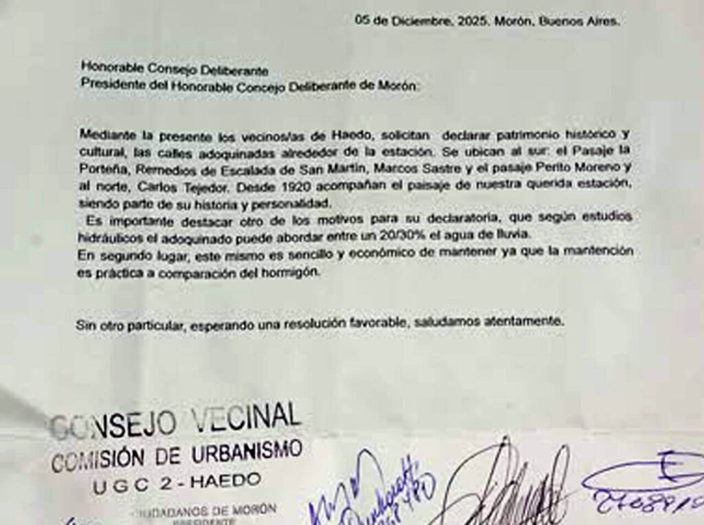 La carta presentada al Concejo Deliberante de Morón, aún sin respuesta