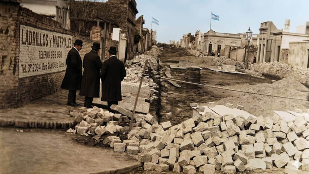 La colocación de adoquines fue masiva en la Ciudad de Buenos Aires y en las principales arterias de conurbano