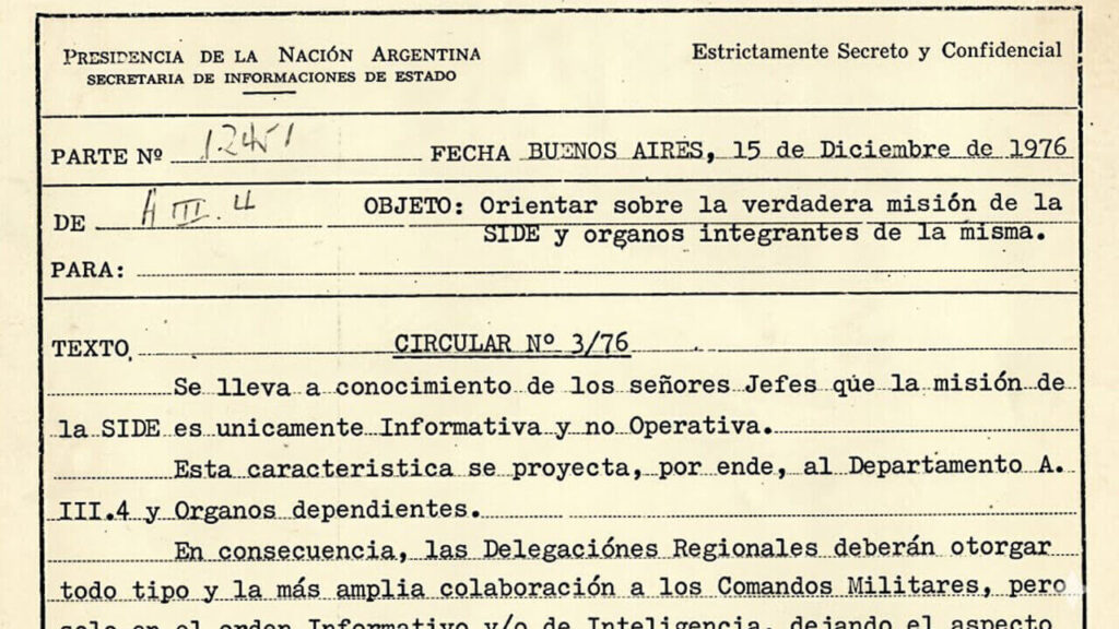 Un documento desclasificado de diciembre de 1976