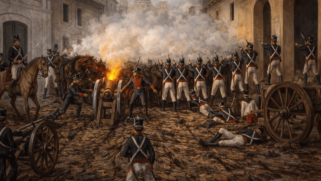 Una ilustración de las Invasiones Inglesas de Buenos Aires en la que los franceses pelearon junto a los criollos