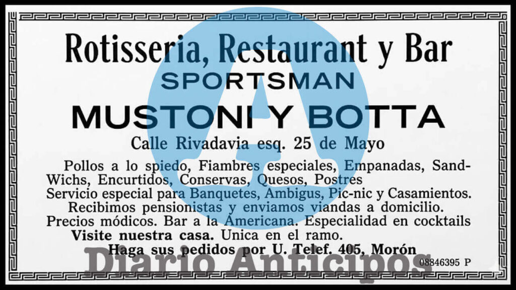 La Pizzería Sportman nació en el Mercado Morón no hay datos sobre cuándo se mudó a la esquina de Belgrano y Rivadavia
