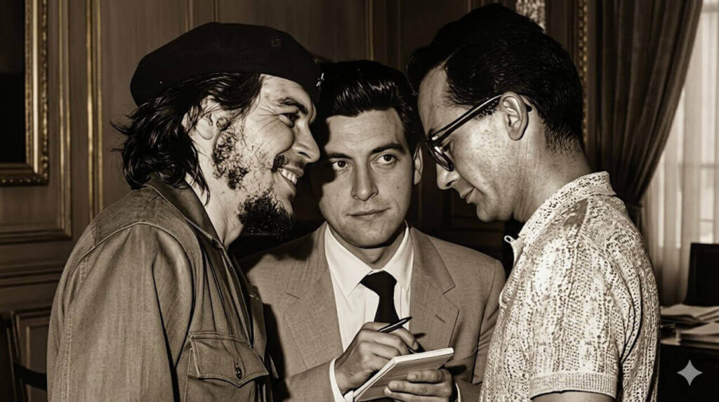 El Che Guevara y César Masettti hablan con un periodista latinoamericano sobre la realidad del continente