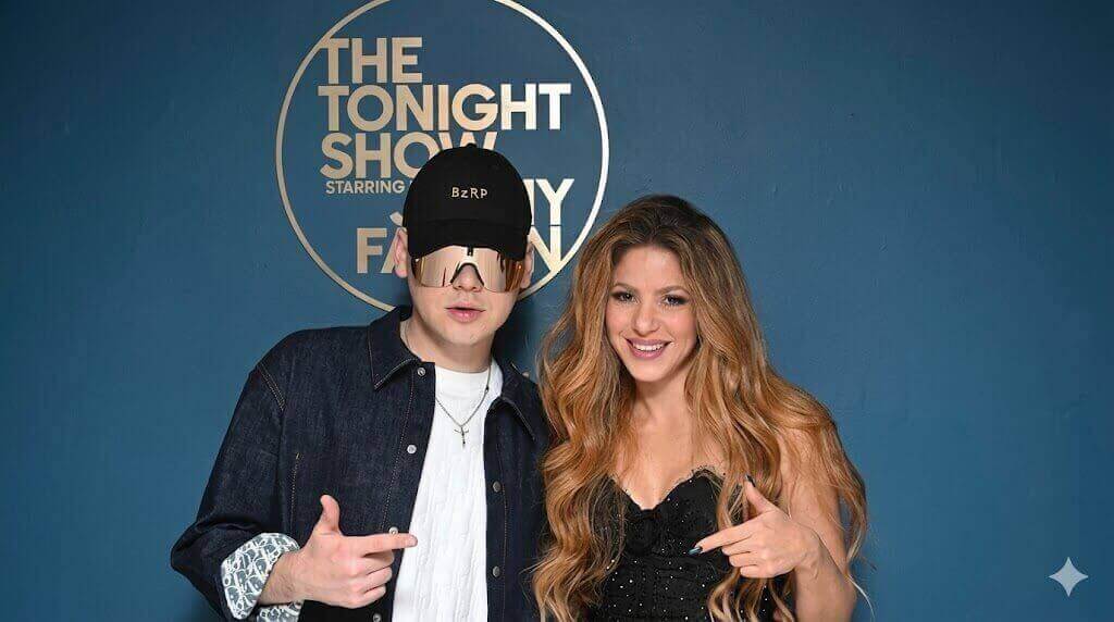 Bizarrap junto a Shakira antes de presentarse en The Tonight Show con Jimmy Fallon
