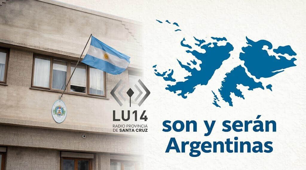 El flyer que emitió LU14, la Radio Pública de Chubut, a 44 años de la Guerra de Malvinas