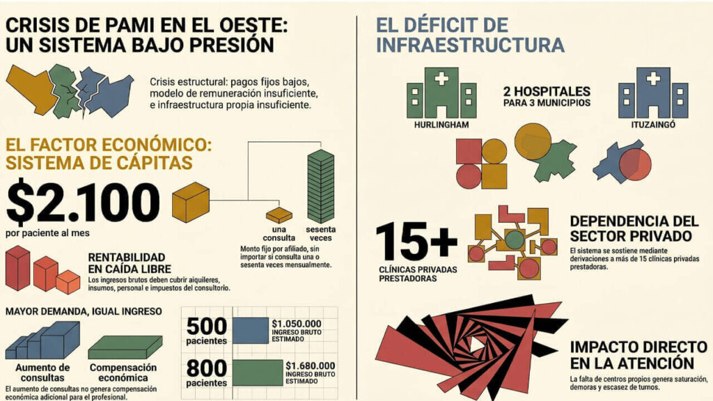 En la infografía podés ver cada uno de los problemas que atraviesa PAMI llegar a esta situación 