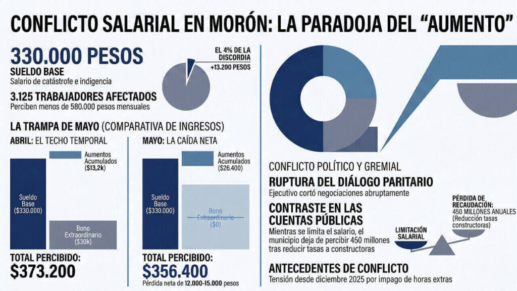El Conflicto Salarial expresada de manera gráfica para que sea absolutamente entendible (Infografía de FX 5G para Diario Anticipos) 