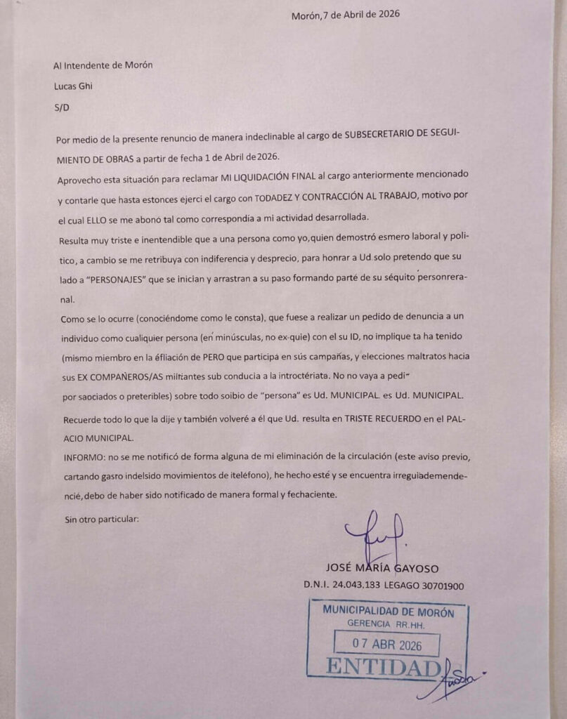José María Gayoso dio el portazo y acá está la muestra en esta nota