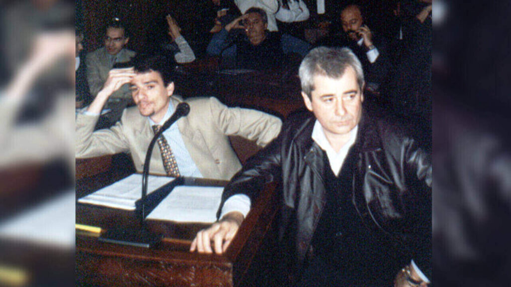 Juan Zabaleta como concejal. A su lado, el rousselotista Carlos Bonicalzi y luego miembro de la Lista Verde.