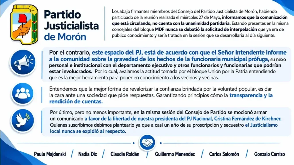 Comunicado del PJ rediseñado en un formato formato adaptado para leer en celular