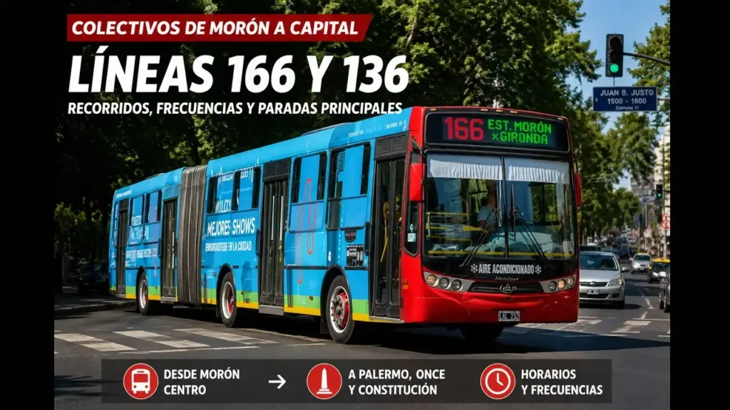 Colectivos Morón a Capital. No solo el 166, también el 136 es muy utilizado.