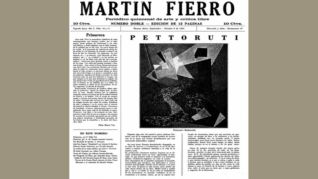 Pettoruti entrevista histórica. Pese a las fuerzas críticas, ataques a sus obras y a su personas, la revista Martín Fierro salió a respalda al artista plástico.