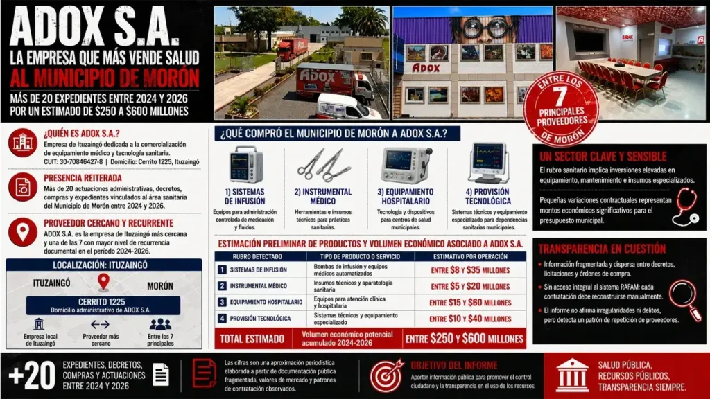 Una infografía detallada para que veas el vínculo entre ADOX S.A. de Ituzaingó con el Municipio de Morón