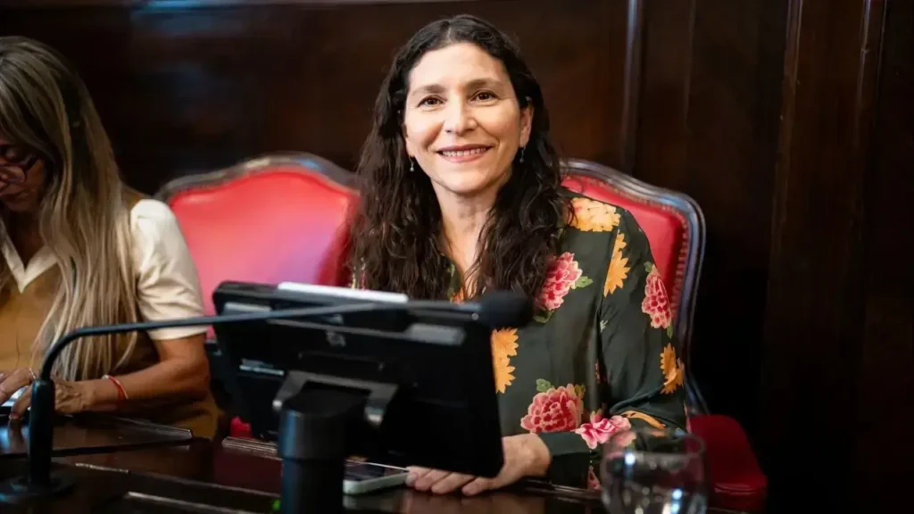 La senadora provincial Mónica Macha durante la presentación