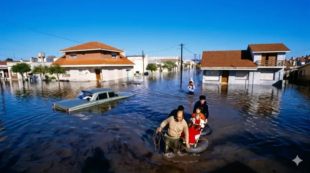 Como todo el conurbano se sufrió el impacto del agua,  pero nadie imaginó que en Morón morirían ahogadas dentro del Arroyo Morón dos hermanitas 