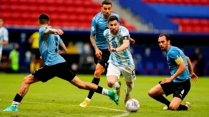 El imbatible Leonel Messi, uno de las mil fotos que tiene eludiendo jugadores