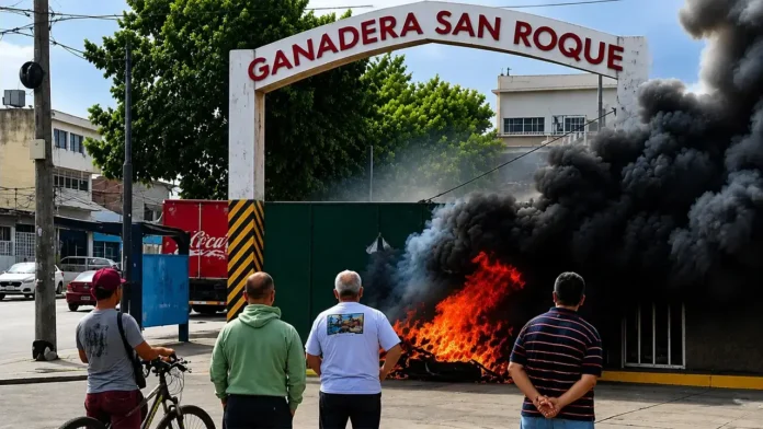 Protesta semanas atrás frente a Ganadera San Roque