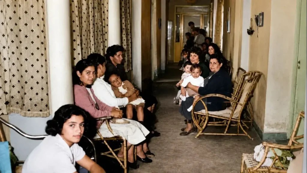Las madres con sus pequeños esperando sesiones de rehabilitación