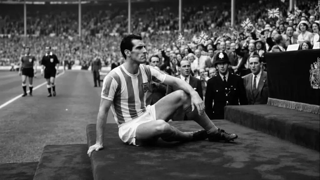 La foto de Antonio Rattin sentado sobre la alfombra roja reservada a la Reina Victoria