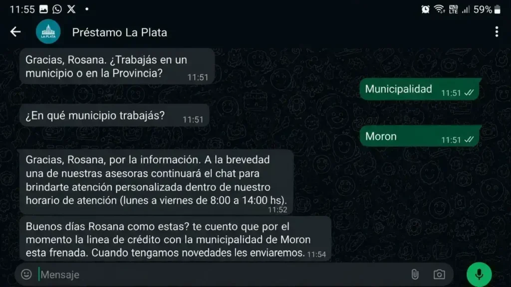 Otra trabajadora, Rosana, pide y no le dan. Para qué ofrecieron desde el Municipio de Morón líneas de crédito a modo de aliviar a la gente y las cortaron de inmediato?